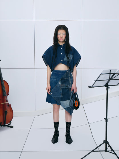 Emotional World-Patchwork Denim Skirt