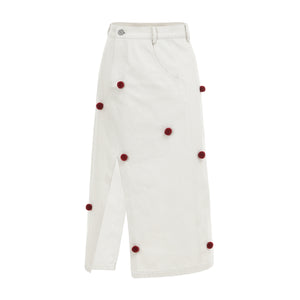 Cherry Bomb Polkadot Washed Denim A-Line Skirt