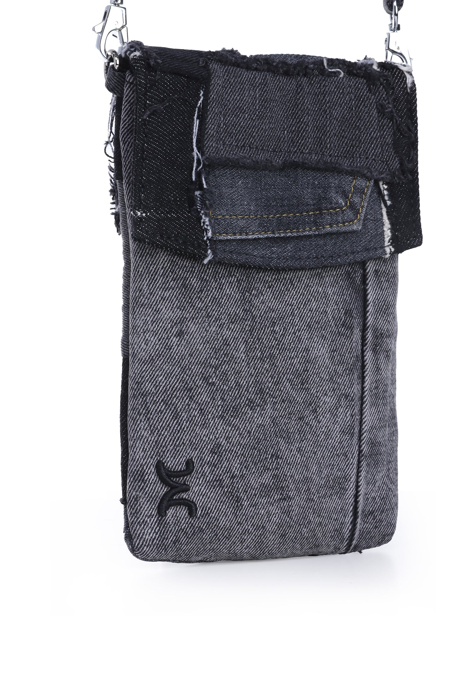 Phone Holder Bag –  Multi Denim Black