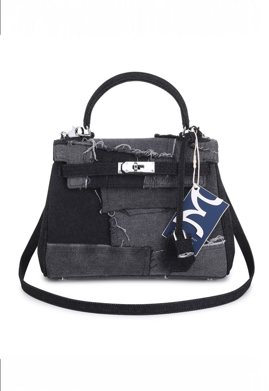 Shoulder Bag (25cm) – Multi Denim Black