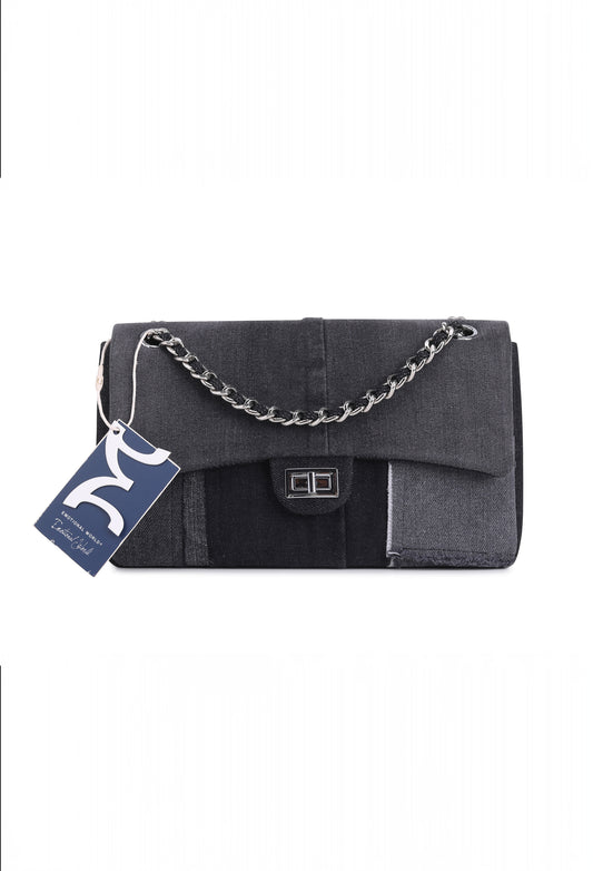 Chain Bag (Medium) – Multi Denim Black