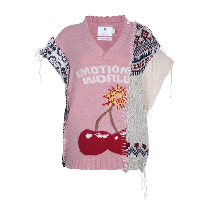 EMOTIONAL WORLD X DISCOVERED CHERRY BOMB REMAKE KNIT VEST