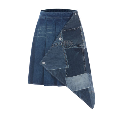 Emotional World-Patchwork Denim Skirt