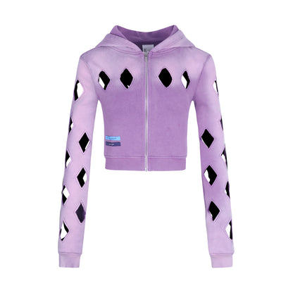 Emotional World-Rhombic Cutout Zip Up