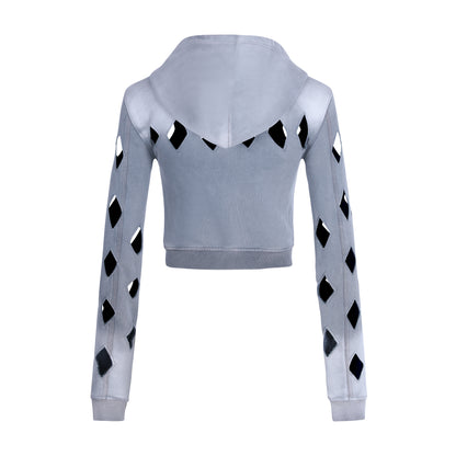 Emotional World-Rhombic Cutout Zip Up