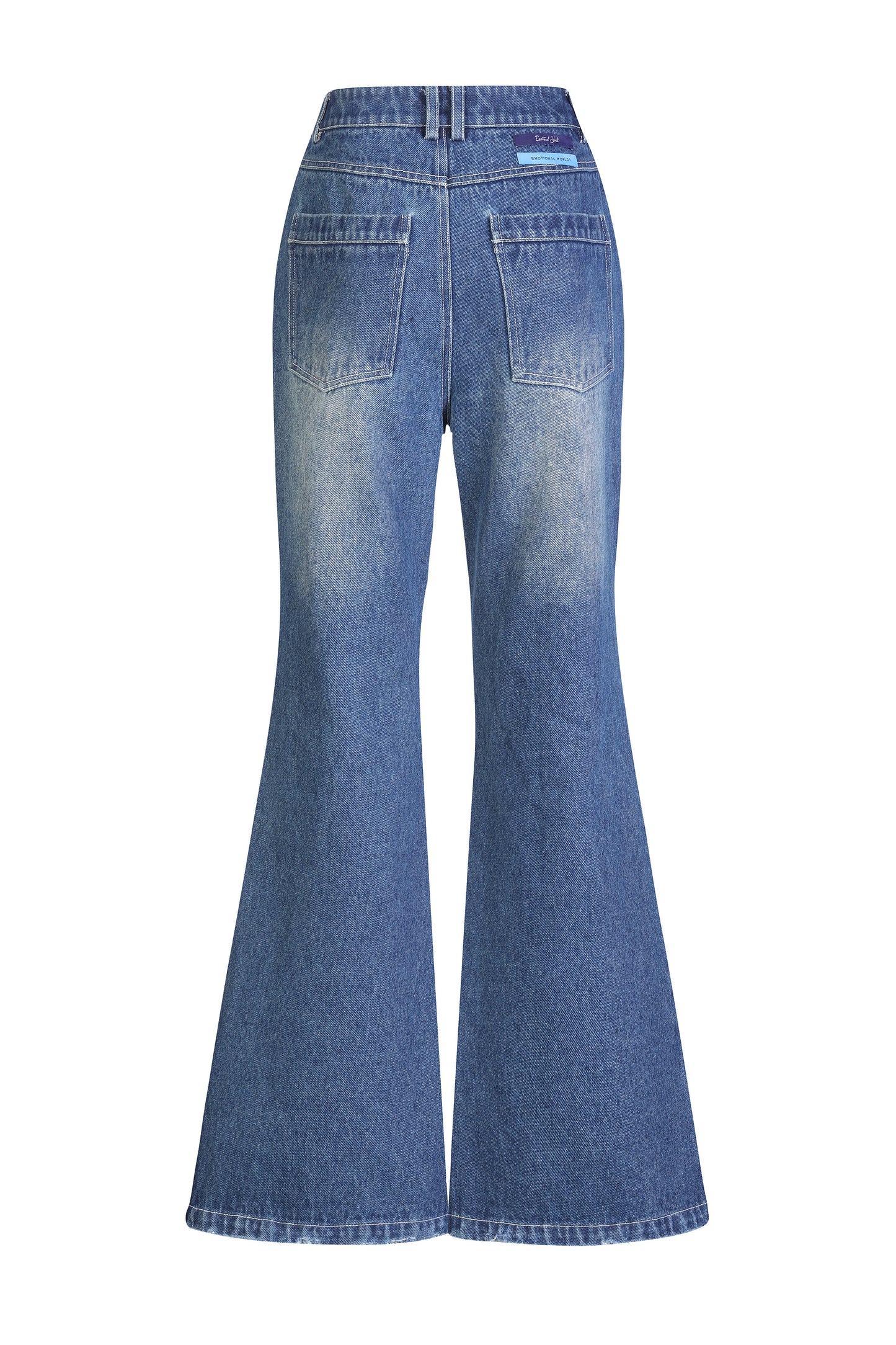 Zipper Washed Bell Jean – Blue