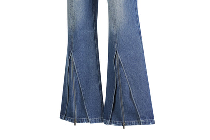 Zipper Washed Bell Jean – Blue