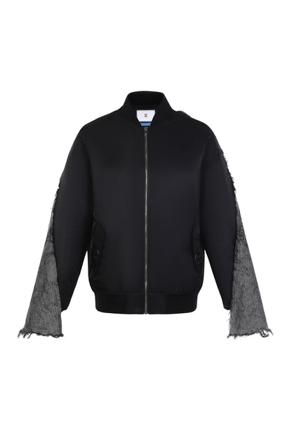 Patchwork Bomber Jacket – Black