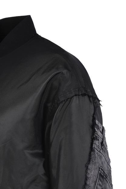 Patchwork Bomber Jacket – Black