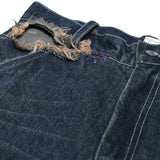 Cut-Out Waist Bell-Jeans