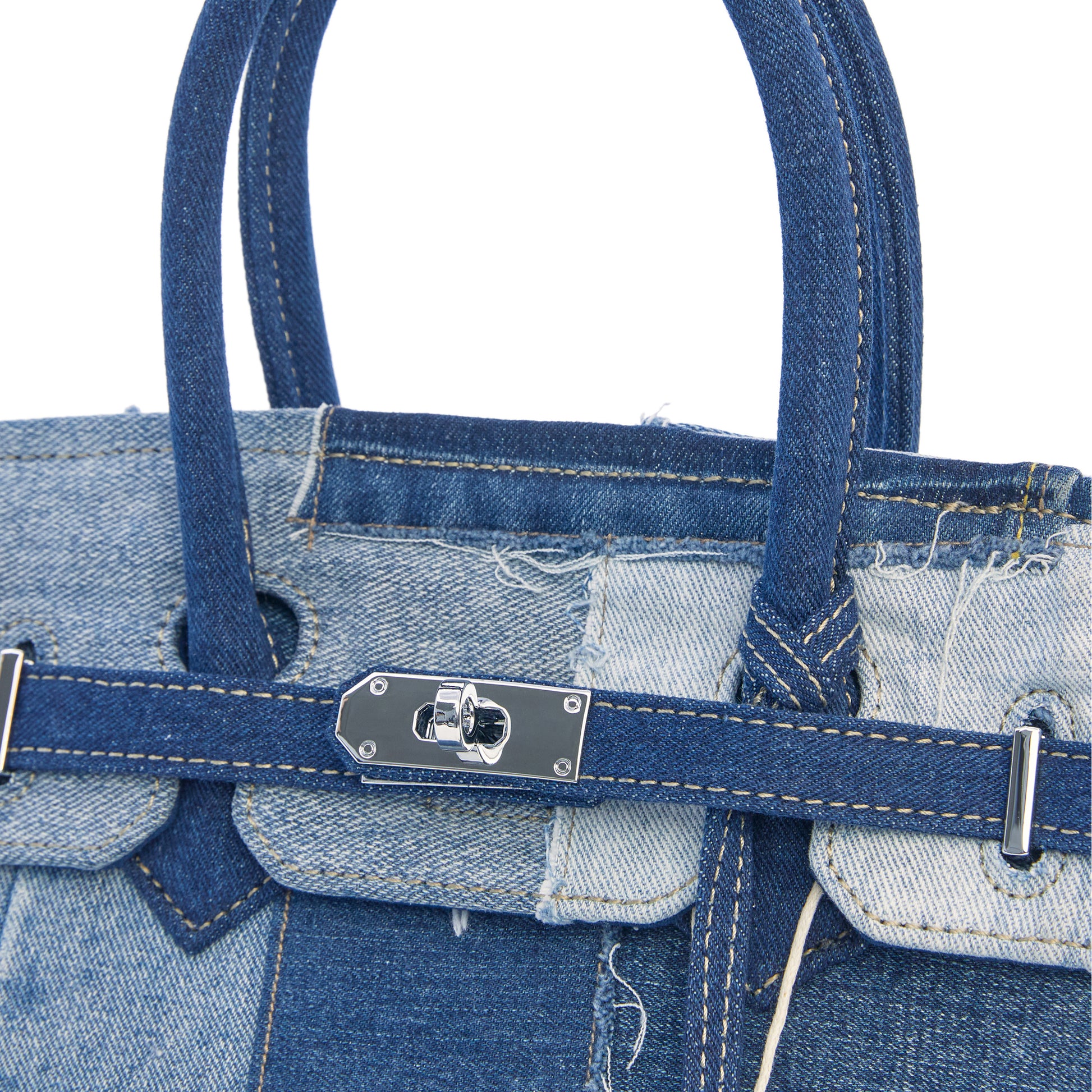 Weston Recycled Patchwork Denim and Leather Tote Bag